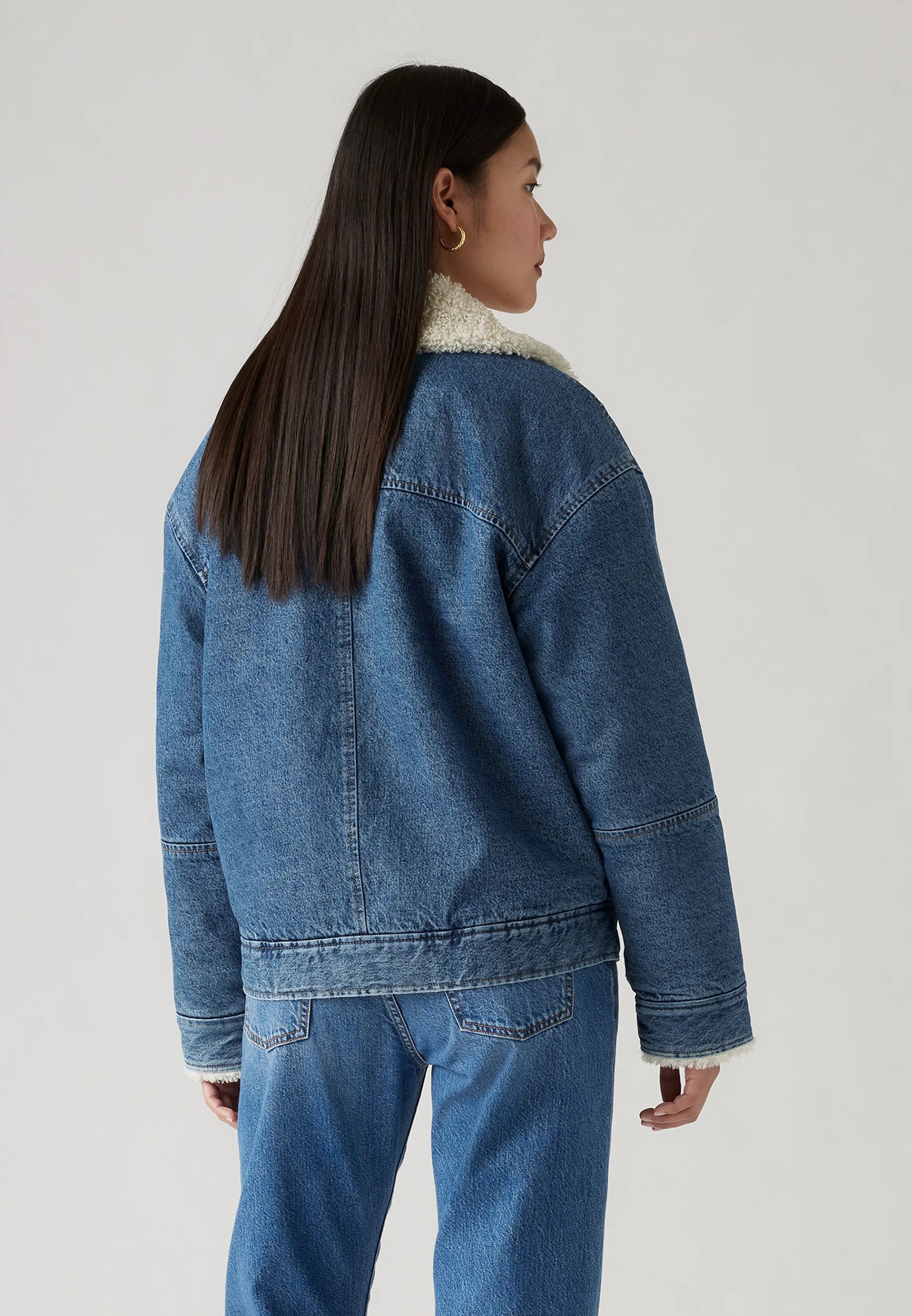 Levi's Sherpa Trucker Jacket Mujer — Azul Medio