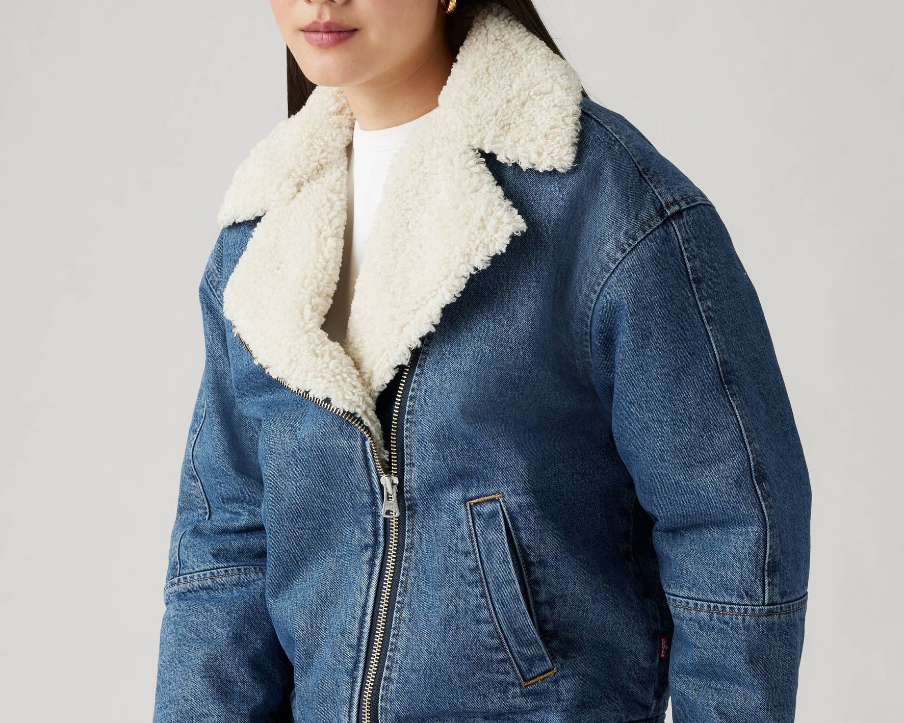 Levi's Sherpa Trucker Jacket Mujer — Azul Medio